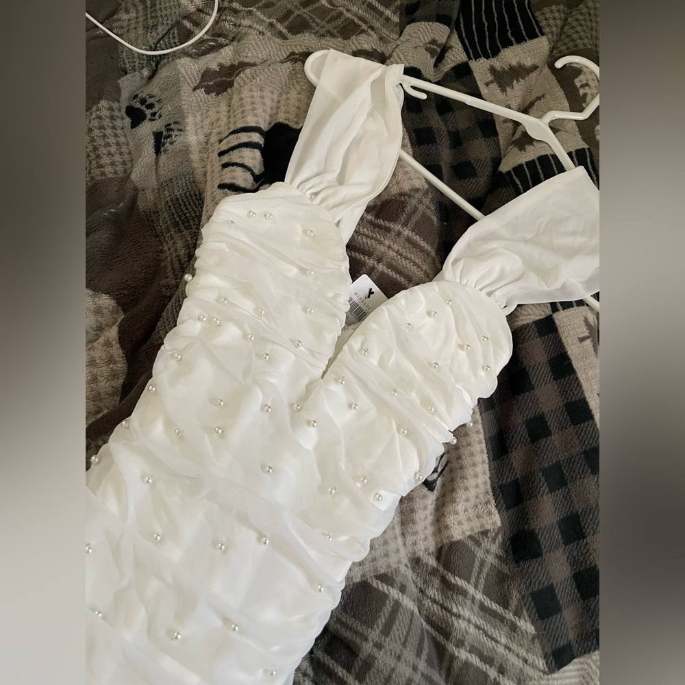 White pearl windsor dress